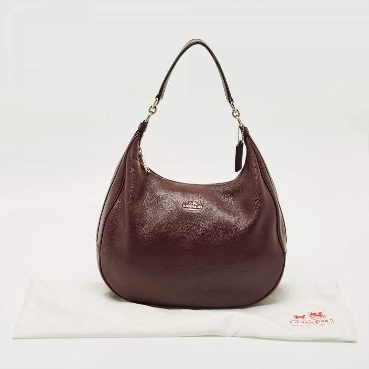 Pre Owned Coach Plum Grained Leather Harley Hobo