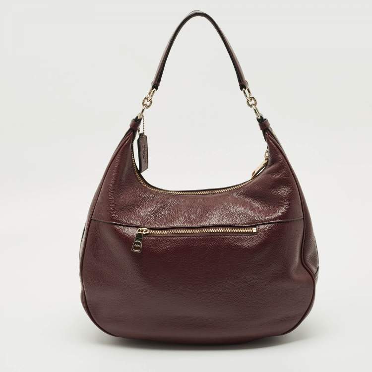 Pre Owned Coach Plum Grained Leather Harley Hobo