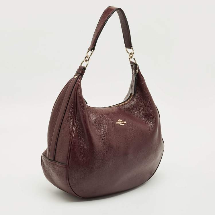 Pre Owned Coach Plum Grained Leather Harley Hobo