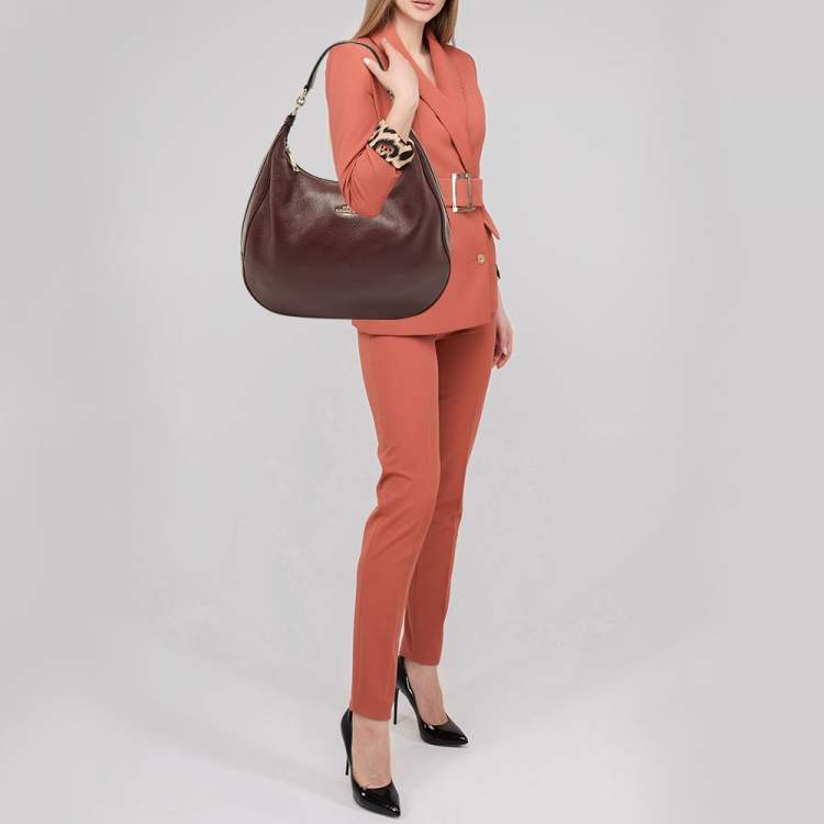 Pre Owned Coach Plum Grained Leather Harley Hobo