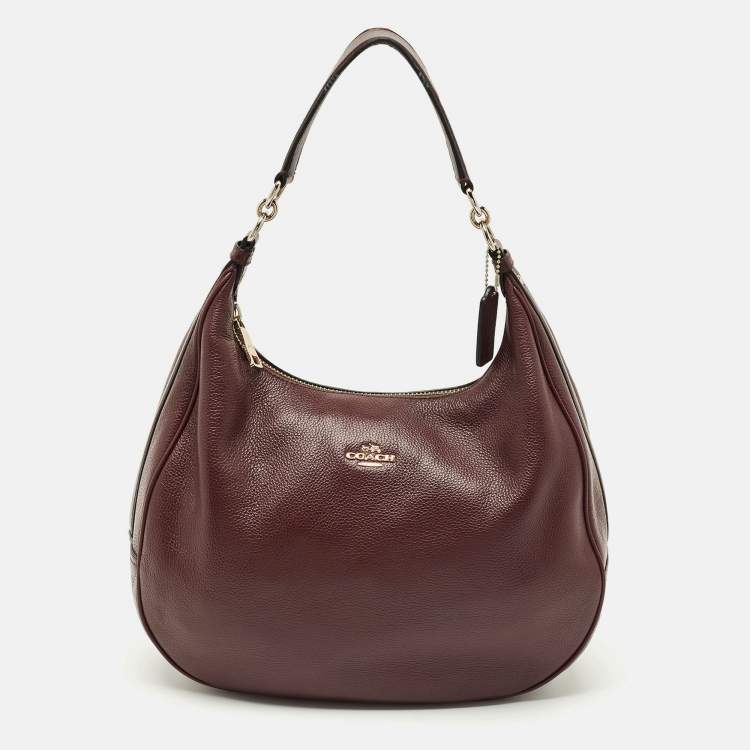 Pre Owned Coach Plum Grained Leather Harley Hobo