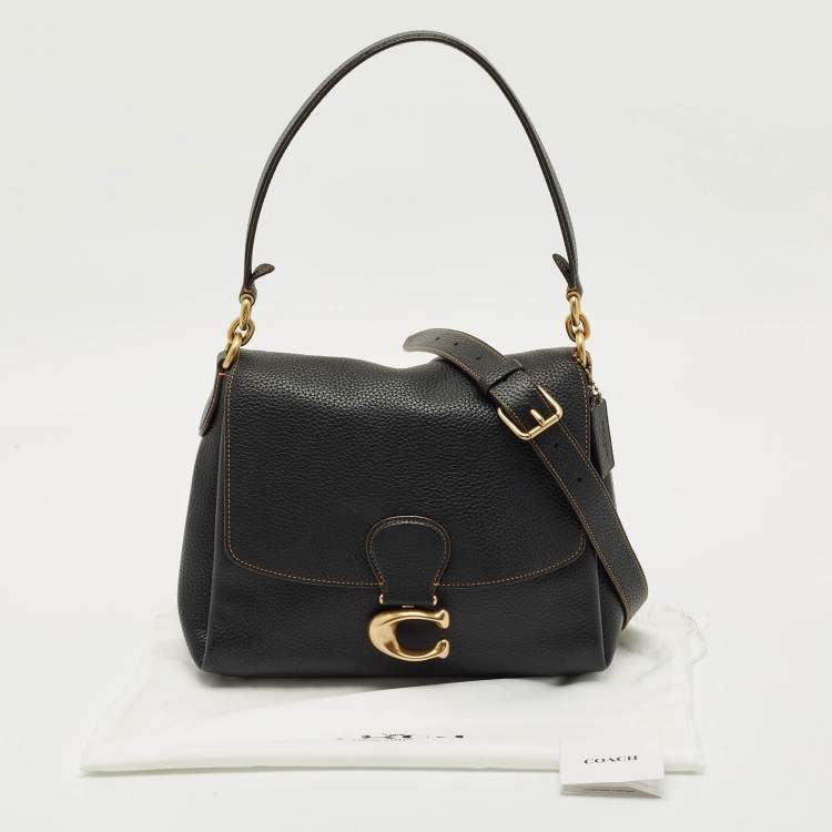 Pre Owned Coach Black Grained Leather May Shoulder Bag