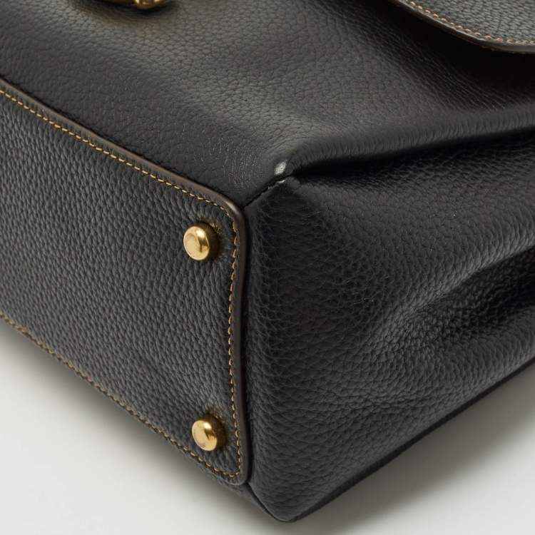 Pre Owned Coach Black Grained Leather May Shoulder Bag