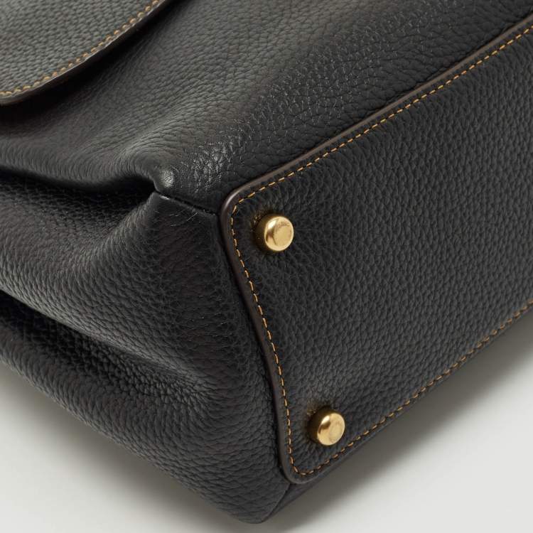 Pre Owned Coach Black Grained Leather May Shoulder Bag