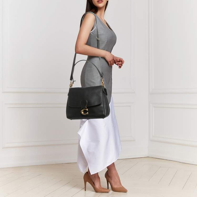 Pre Owned Coach Black Grained Leather May Shoulder Bag
