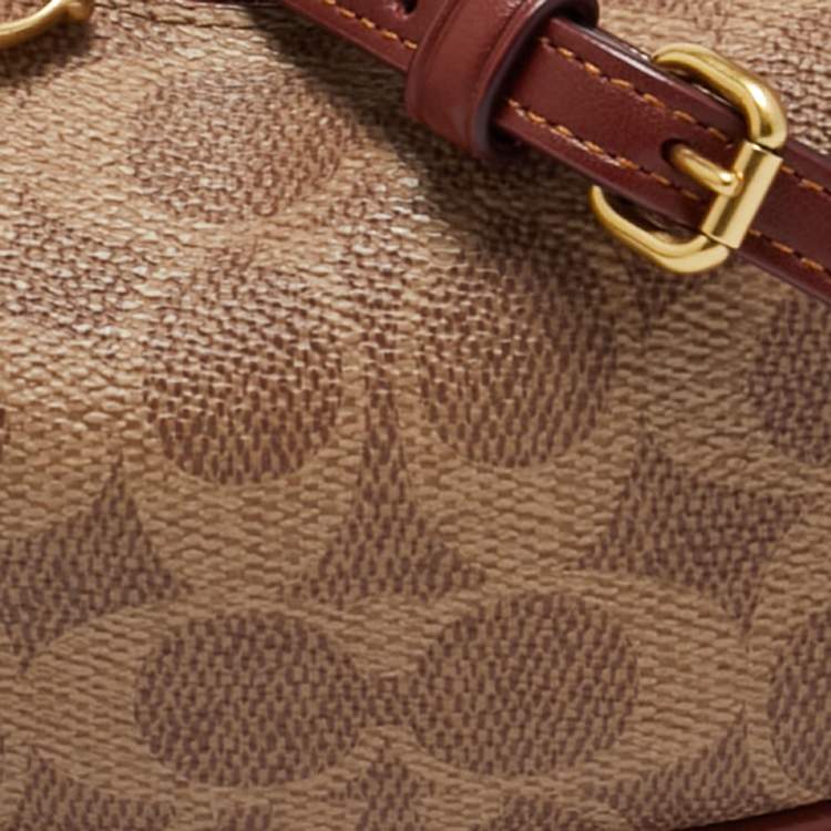 Pre Owned Coach Brown/Beige Signature Coated Canvas Jonie Crossbody Bag