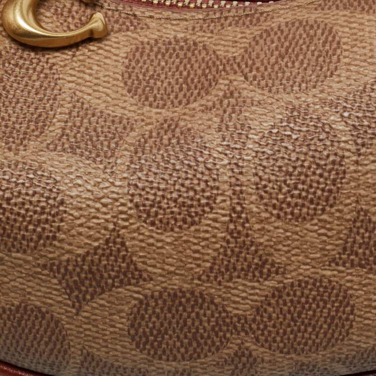 Pre Owned Coach Brown/Beige Signature Coated Canvas Jonie Crossbody Bag