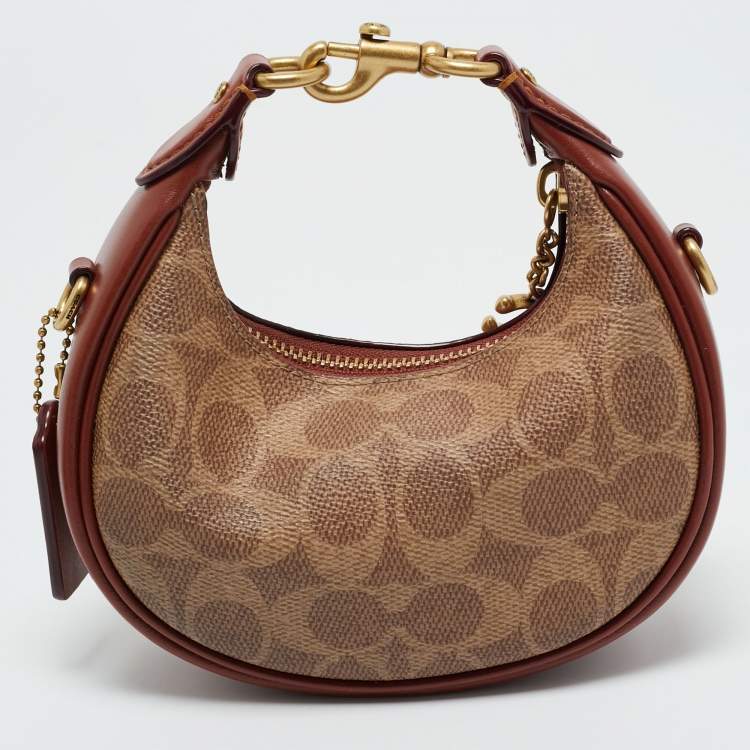 Pre Owned Coach Brown/Beige Signature Coated Canvas Jonie Crossbody Bag