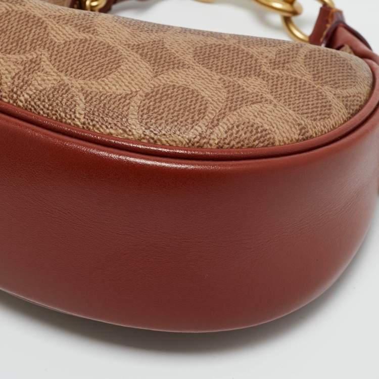 Pre Owned Coach Brown/Beige Signature Coated Canvas Jonie Crossbody Bag