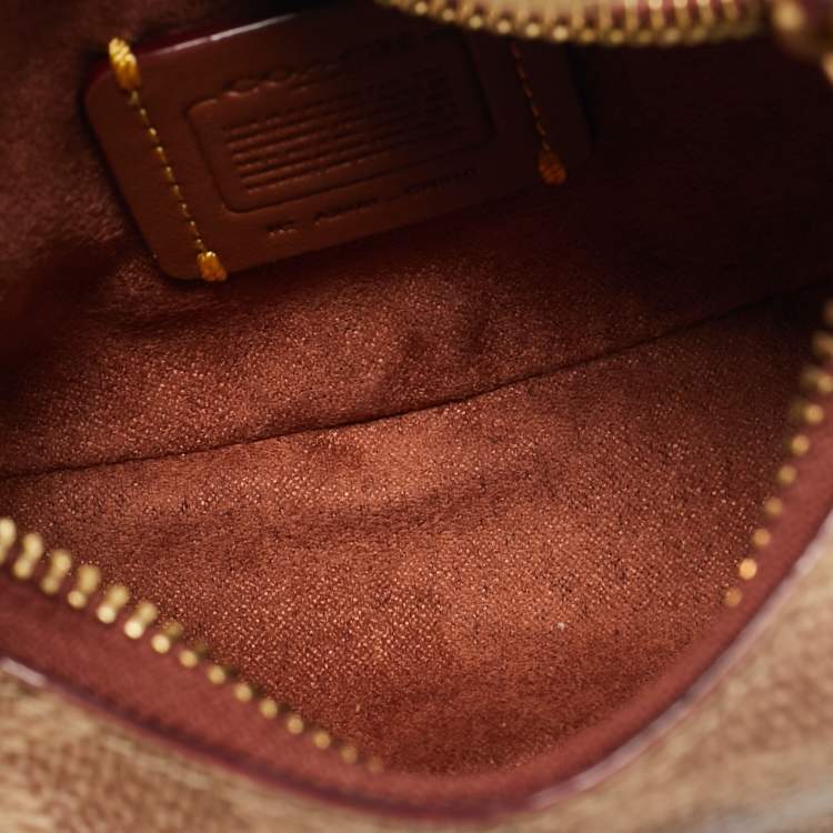 Pre Owned Coach Brown/Beige Signature Coated Canvas Jonie Crossbody Bag
