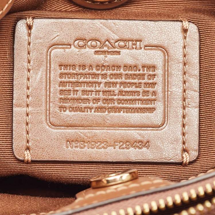 Pre Owned Coach Beige/Brown Signature Leather Mini Sage Carryall Satchel