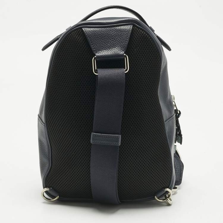 Pre Owned Coach Two Tone Blue Leather and Nylon Vale Sling Backpack