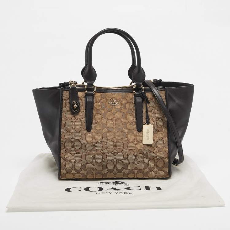 Pre Owned Coach Brown/Beige Signature Canvas and Leather Crosby Carryall Satchel