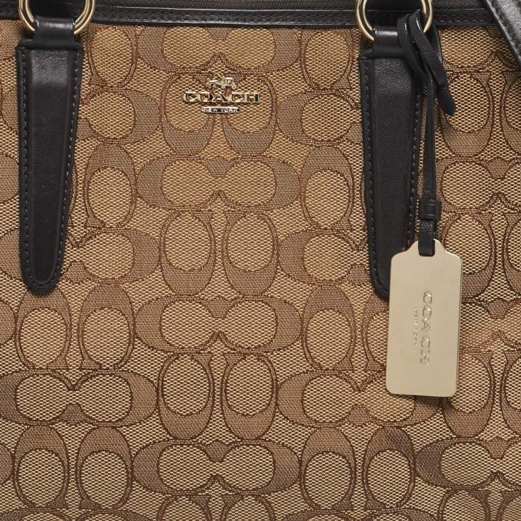Pre Owned Coach Brown/Beige Signature Canvas and Leather Crosby Carryall Satchel