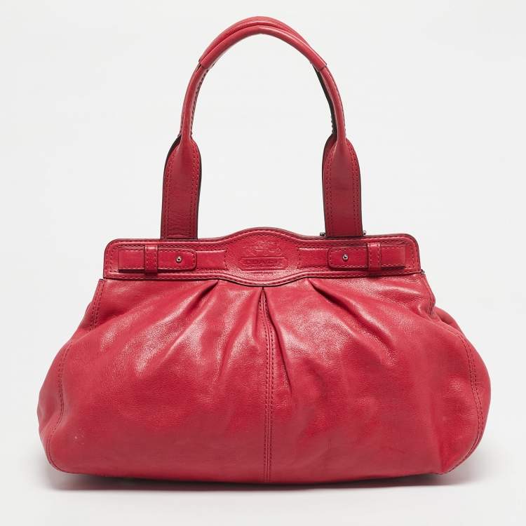 Pre Owned Coach Pink Leather Pleated Garnet Shoulder Bag