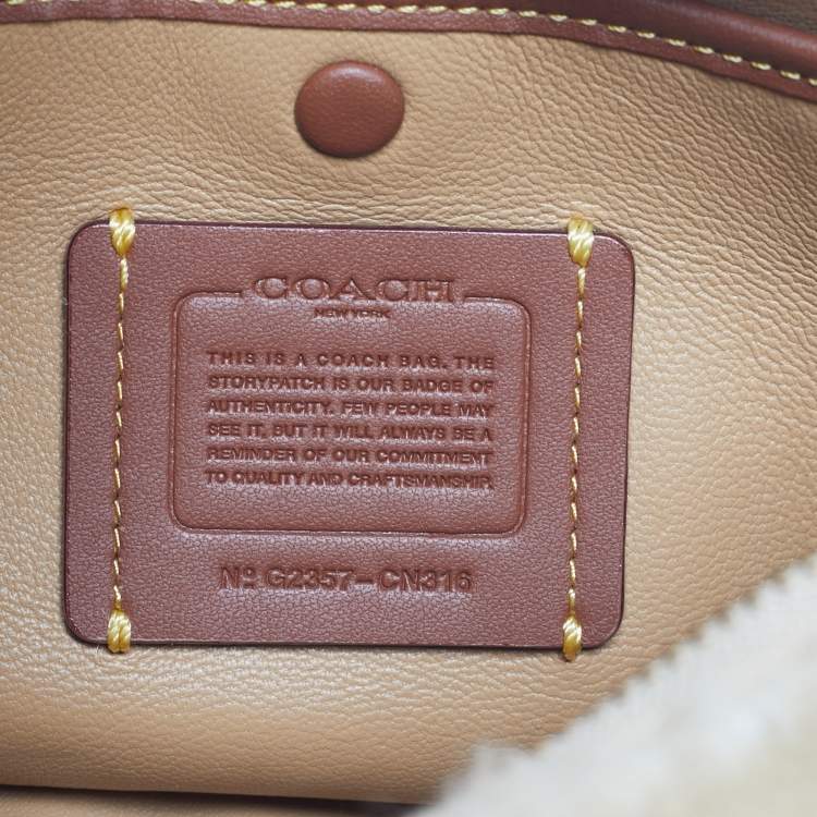 Pre Owned Coach Beige Leather and Shearling Fur Mira Shoulder Bag