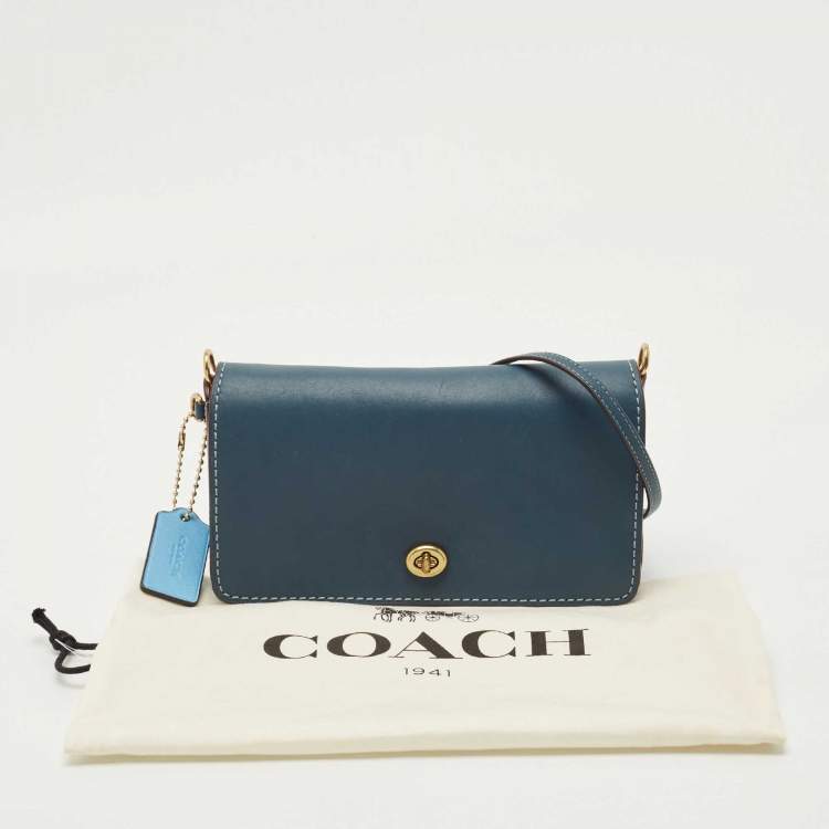 Pre Owned Coach Blue Leather Dinky Crossbody Bag