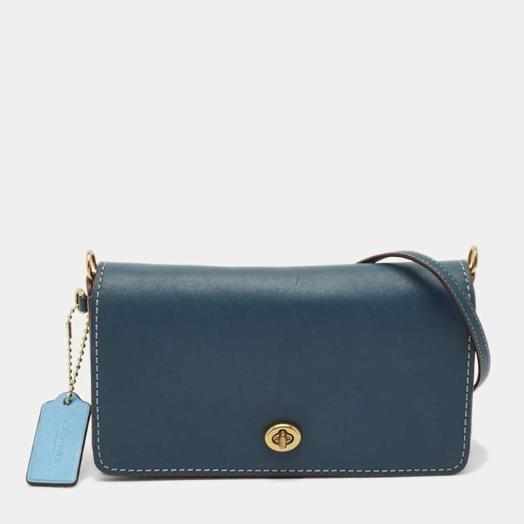 Pre Owned Coach Blue Leather Dinky Crossbody Bag