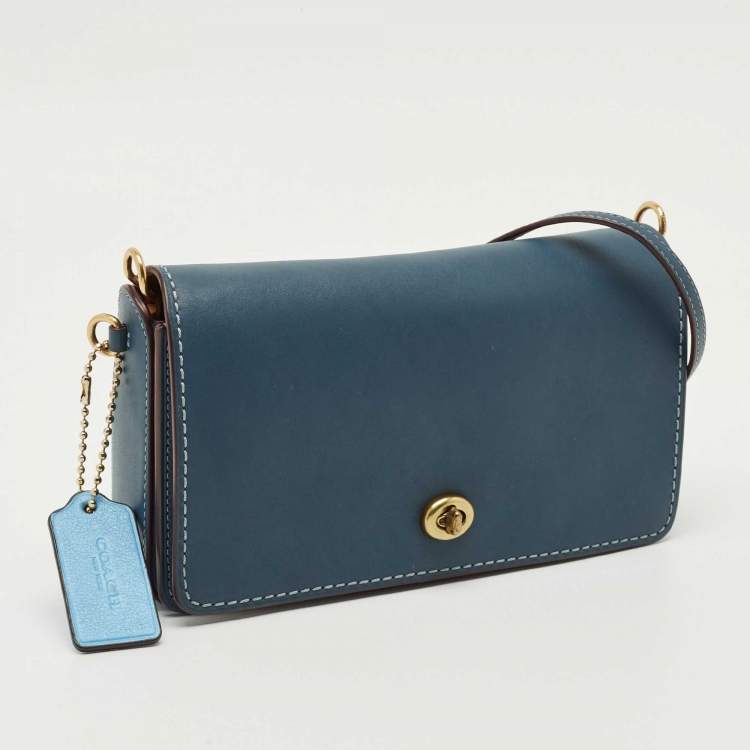 Pre Owned Coach Blue Leather Dinky Crossbody Bag