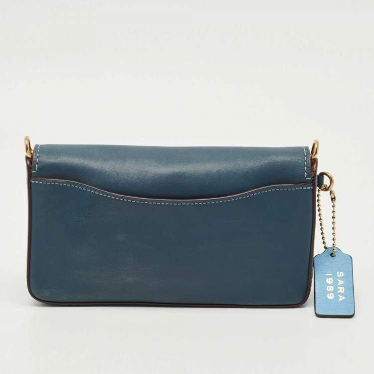 Pre Owned Coach Blue Leather Dinky Crossbody Bag
