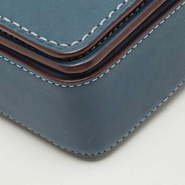 Pre Owned Coach Blue Leather Dinky Crossbody Bag