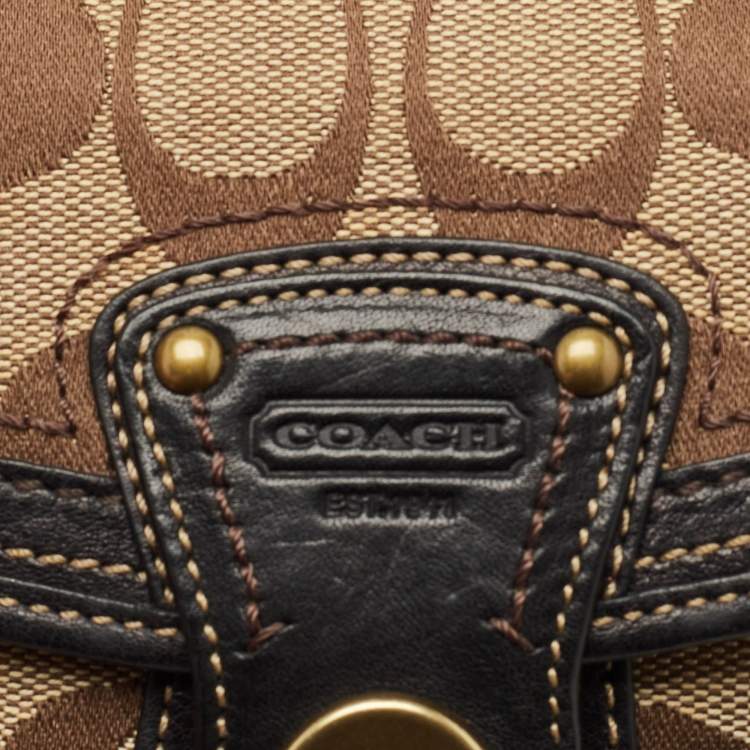 Pre Owned Coach Beige/Brown Signature Canvas and Leather Legacy Crossbody Bag