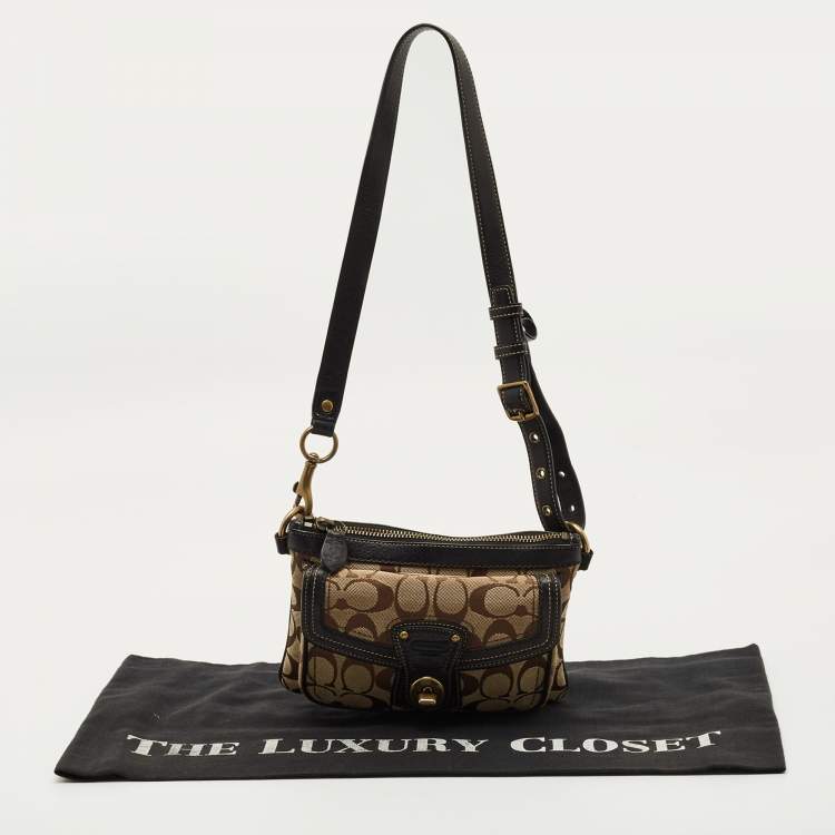 Pre Owned Coach Beige/Brown Signature Canvas and Leather Legacy Crossbody Bag