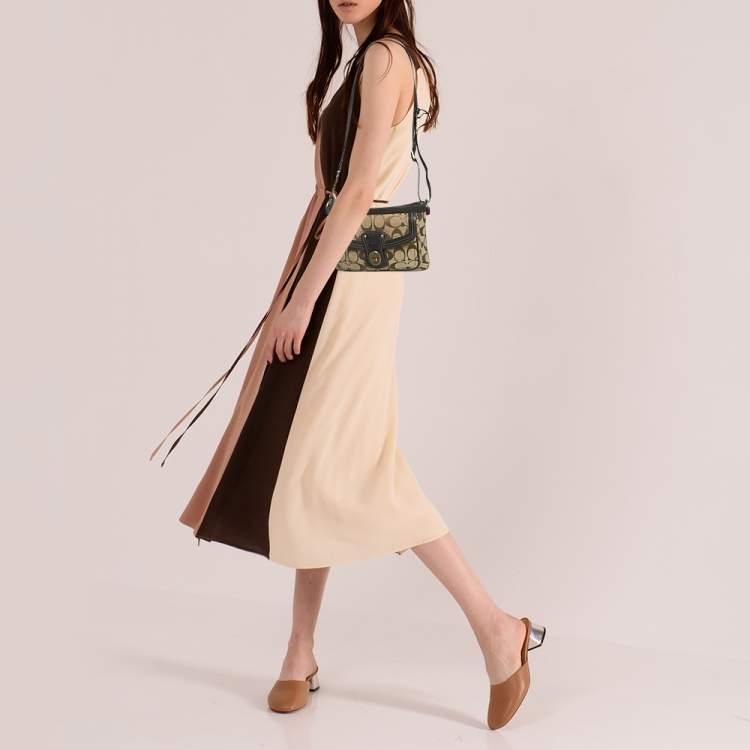 Pre Owned Coach Beige/Brown Signature Canvas and Leather Legacy Crossbody Bag