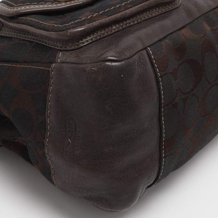 Pre Owned Coach Brown Signature Canvas and Leather Legacy Leigh Shoulder Bag