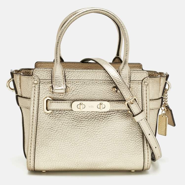Pre Owned Coach Gold Leather Swagger 20 Crossbody Bag