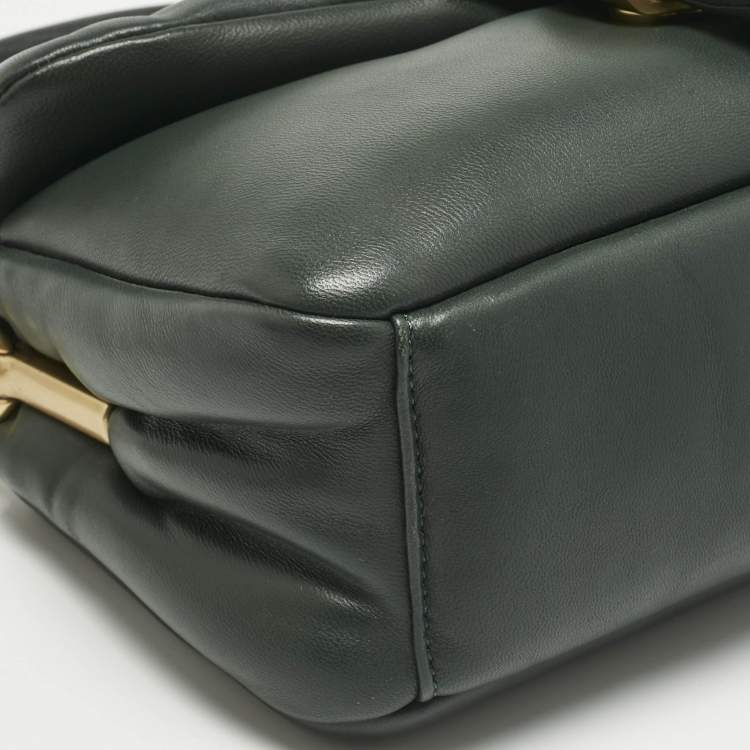 Pre Owned Coach Dark Green Leather Tabby Pillow 26 Shoulder Bag