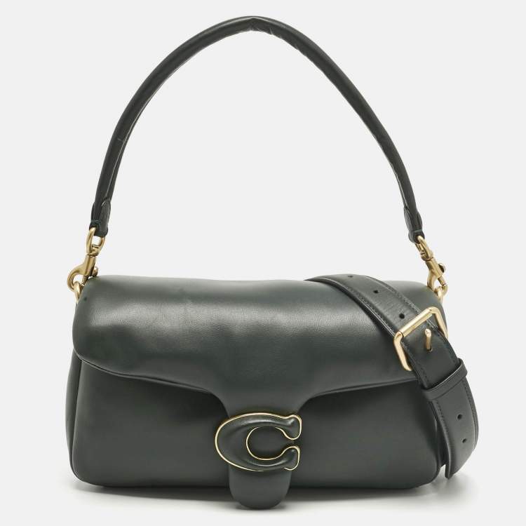 Pre Owned Coach Dark Green Leather Tabby Pillow 26 Shoulder Bag