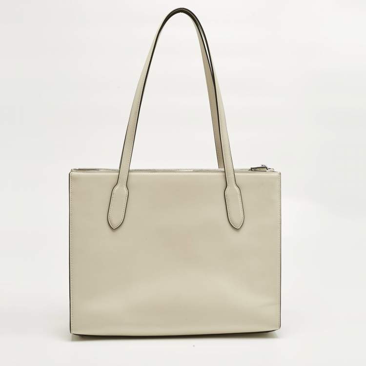 Pre Owned Coach Ivory Leather Nina Tote
