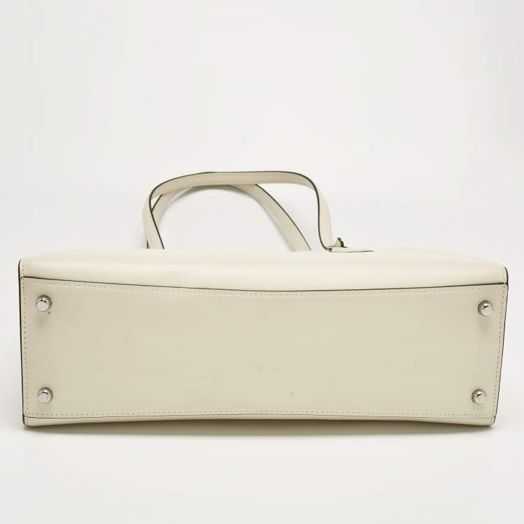 Pre Owned Coach Ivory Leather Nina Tote