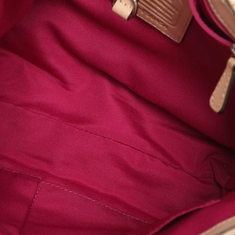 Pre Owned Coach Multicolor Leather and Satin Peyton C Tote