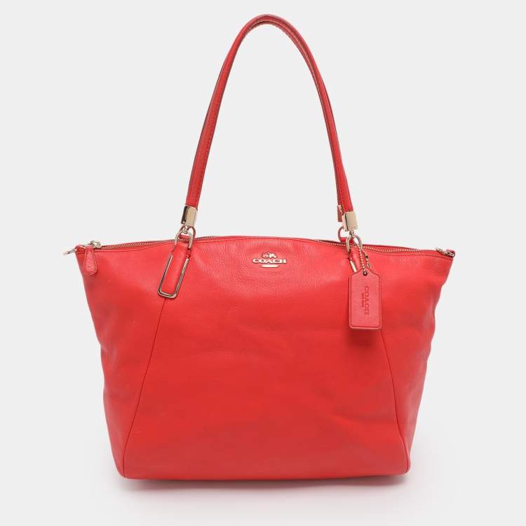 Pre Owned Coach Red Leather Kelsey Tote