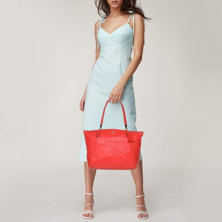 Pre Owned Coach Red Leather Kelsey Tote