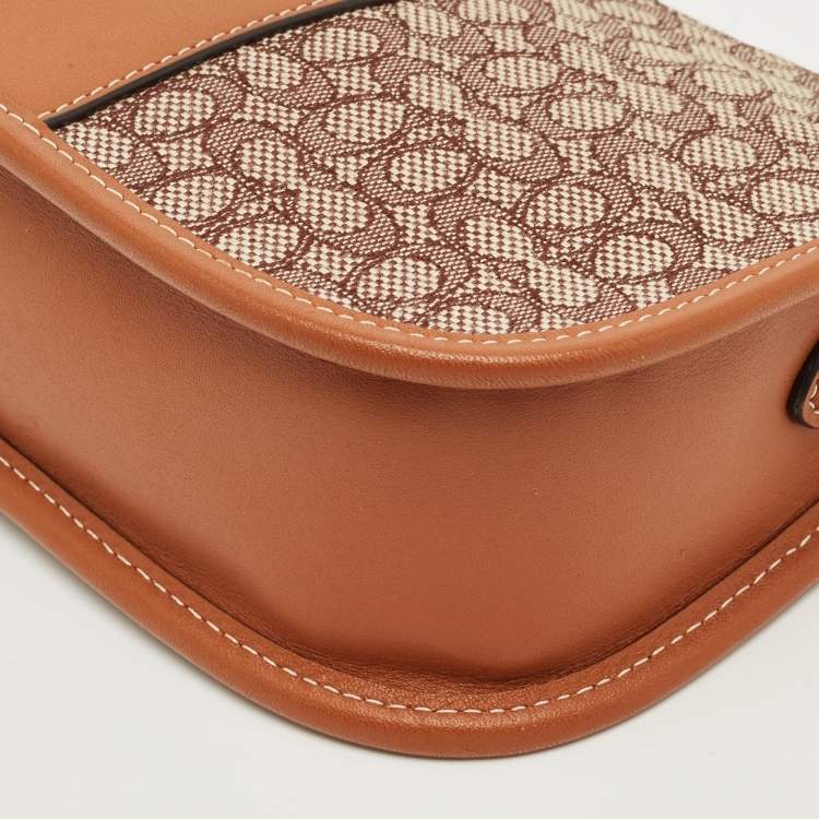 Pre Owned Coach Brown Signature Jacquard Canvas Swinger 23 Shoulder Bag
