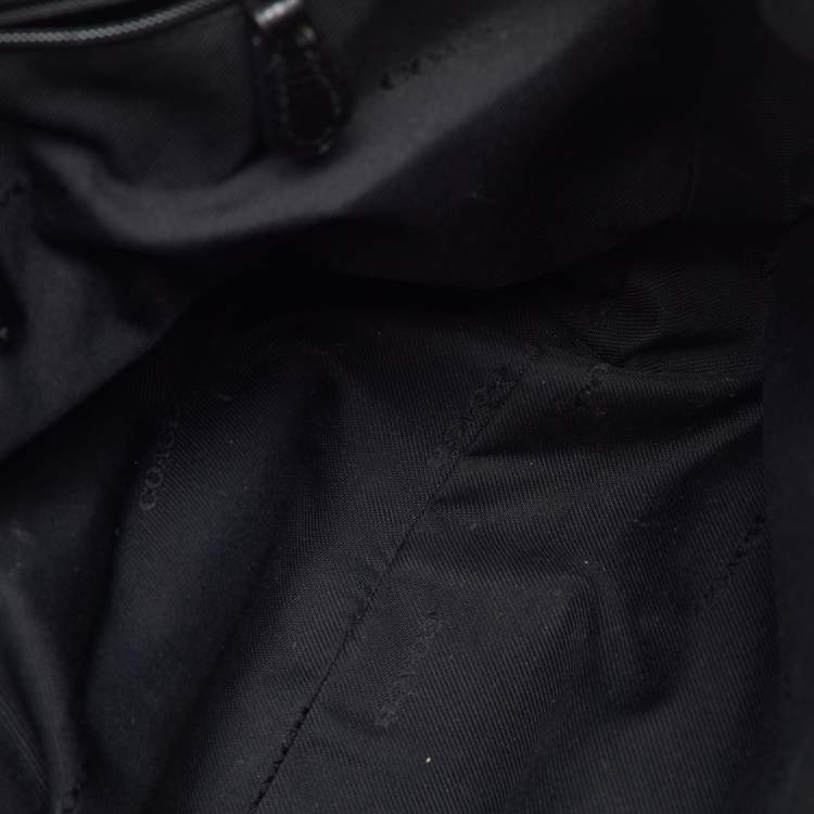 Pre Owned Coach Black Floral Print Leather Prairie Satchel