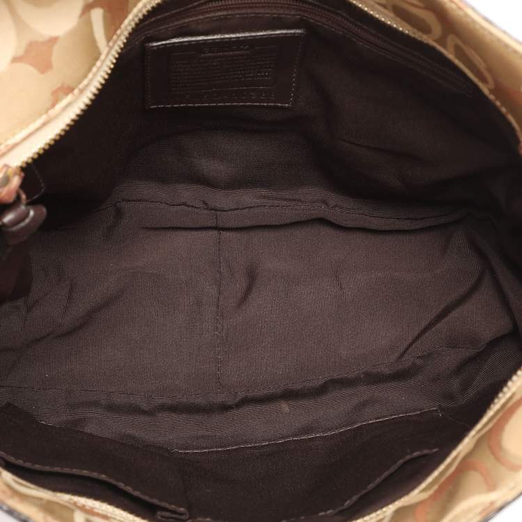 Pre Owned Coach Gold Signature Canvas, Suede and Leather Patchwork Tote