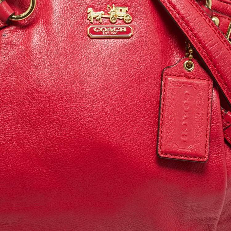 Pre Owned Coach Red Leather Madison Lindsey Satchel