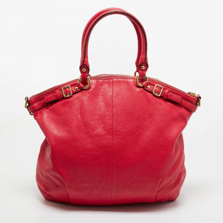 Pre Owned Coach Red Leather Madison Lindsey Satchel