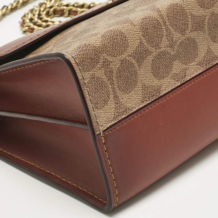 Pre Owned Coach Brown Signature Coated Canvas and Leather Parker Shoulder Bag