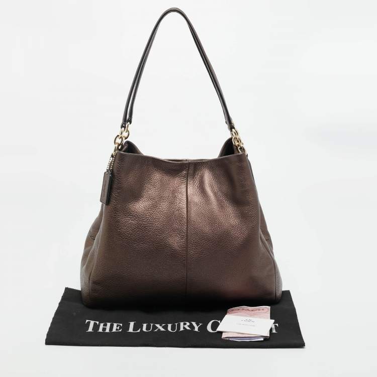 Pre Owned Coach Copper Brown Leather Phoebe Madison Shoulder Bag