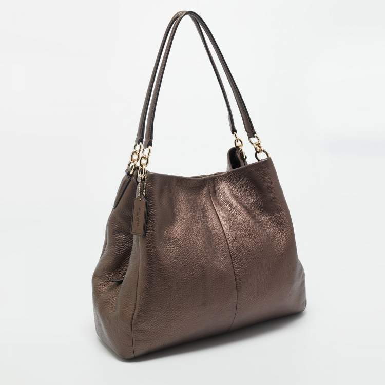 Pre Owned Coach Copper Brown Leather Phoebe Madison Shoulder Bag