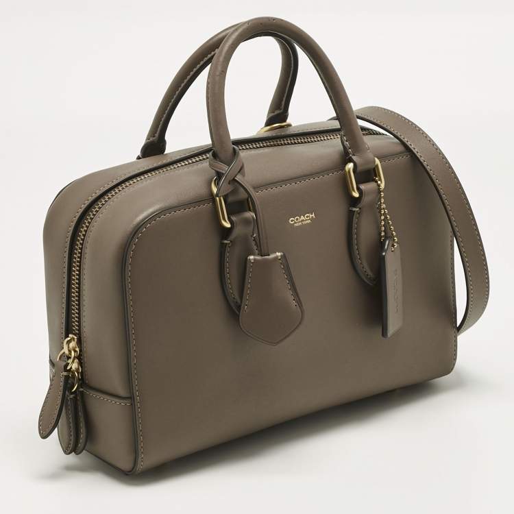 Pre Owned Coach Dark Beige Leather Bowery Satchel