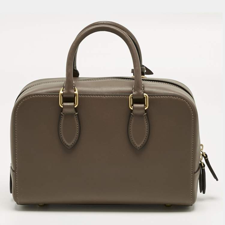 Pre Owned Coach Dark Beige Leather Bowery Satchel