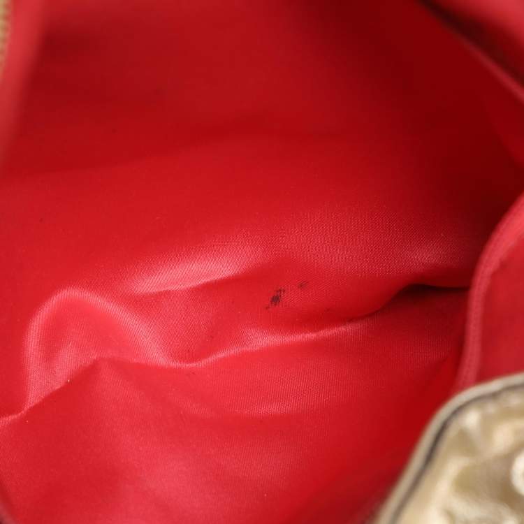 Pre Owned Coach Beige/Gold Canvas and Leather Zoe Hobo