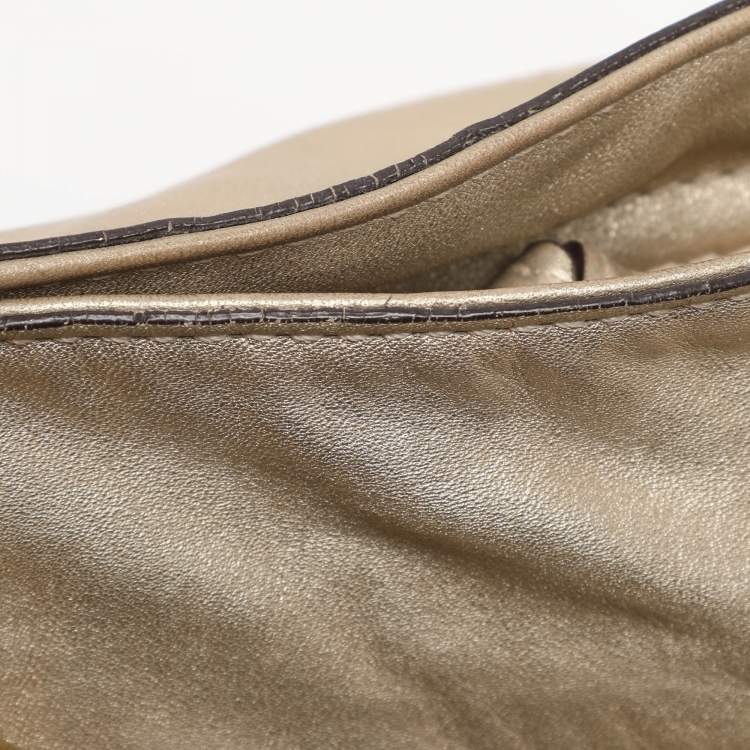 Pre Owned Coach Beige/Gold Canvas and Leather Zoe Hobo