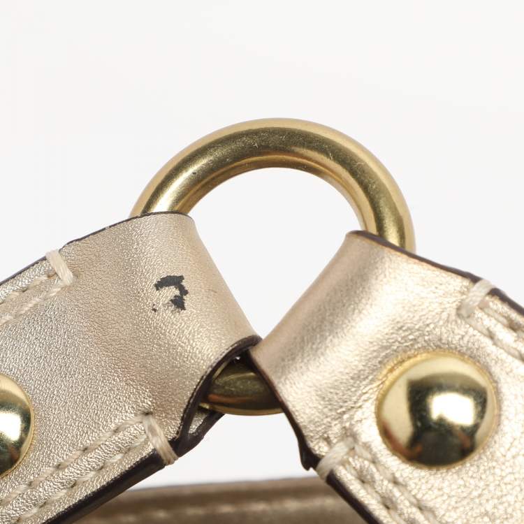 Pre Owned Coach Beige/Gold Canvas and Leather Zoe Hobo